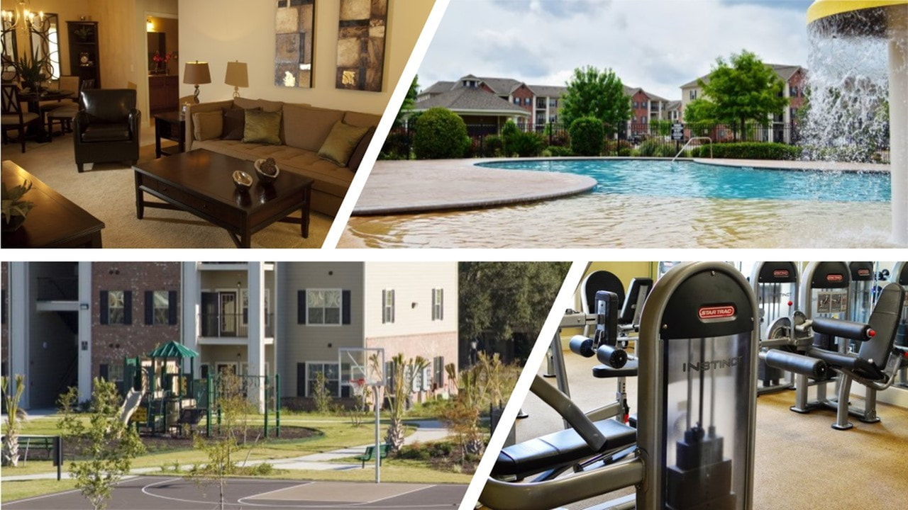 image of a furnished corporate apartments, the swimming pool, the basketball court and a fitness center at lafayette gardens apartments - apartments in lafayette la