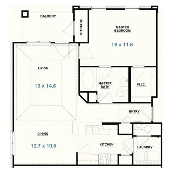 Dimensions of a furnished 1 bedroom corporate apartment - Corporate Housing in Lafayette LA - Lafayette Gardens Apartments