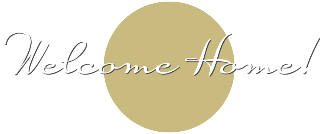 image with the words Welcome Home in white with grey shadow and gold circle in the background - Lafayette Gardens - Apartments in Lafayette La